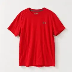 3-18 【M】 アンダーアーマー Tシャツ クルーネック 半袖赤 ランニング