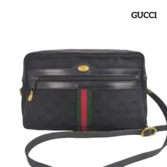 GUCCI グッチ シェリーライン キャンバス レザー ショルダー バッグ