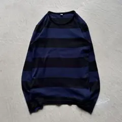 00s old uniqlo border l/s 太ボーダー 黒 青 - メルカリ