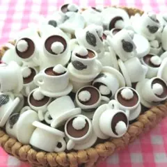 【352え】66個 デコパーツ ミニチュア ウインナー コーヒー ホイップ