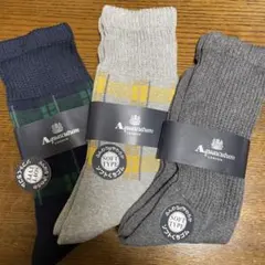 aquascutum 紳士　靴下　ソックス　秋冬　24〜26 3足セット