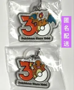 ポケモン30周年　メタルチャームマスコット【ヒトカゲ】【リザードン】