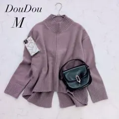 ドゥドゥ/ニット/パープル/ハイネック/Mサイズ/アシンメトリー