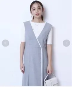 美品 JUSGLITTY 五分袖リブニット 白 通勤 オフィス きれいめ