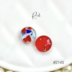 #2145琉球ガラス入りレジンピアス　イヤリング　ハンドメイドアクセサリーレッド