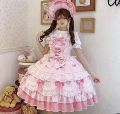 ロリータ ピンク 白 姫ロリ ジャンパースカート