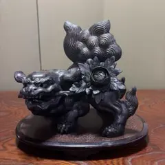 【新品未使用】沖縄県工芸士 新垣光雄 作 大型シーサー 一対 陶器　台座付き 新品未使用】沖縄県工芸士 新垣光雄 作 大型シーサー 一対 陶器 台座