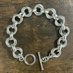 希少 メキシコ製 シルバー925 多重リングチェーンブレスレット マンテル