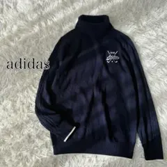 極美品 アディダス Lウール ニット タートルネック ネイビー ゴルフウェア