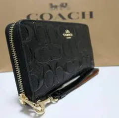 コーチ COACH シグネチャー パテントレザー アコーディオン 財布CV413