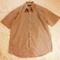 美品 CRICROSS DESIGN (M) メンズ半袖 赤青白ギンガムチェック