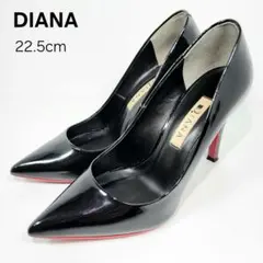 【美品】ダイアナ　パンプス　22.5㌢　レッドソール　エナメル　ブラック