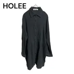 HOLEE 長袖コットンシャツ　　チュニックシャツ　　長め　黒