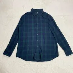 ユニクロ チェックシャツ 緑 ネイビー XLサイズ 長袖 ボタンダウン メンズ