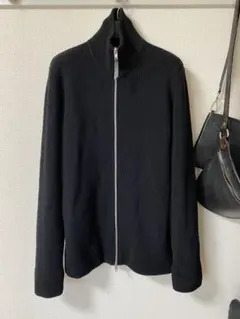 ジルサンダー/JILSANDERレザー切り替えハイネックウールハーフコート