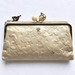 美品 ANNA SUI プレイングキャット 二つ折りがま口 財布 猫 スター