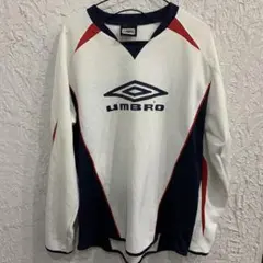V1083 UMBRO 長袖プラクティスシャツ ホワイト ネイビー レッドのサムネイル