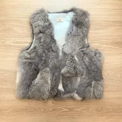 美品 リアルファーベスト ラビットファー