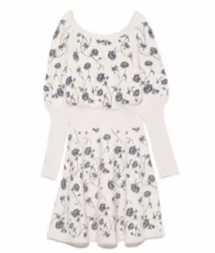 SNIDEL　フラワーエンブロイダリー　ニット　ワンピース