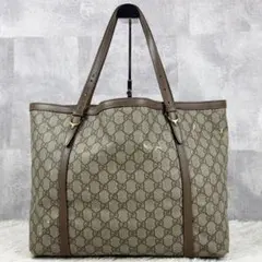 A4可 美品 GUCCI PVC トートバッグ GG柄 ロゴプレート 型押し