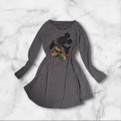 【Y2K_Disney】チュニックワンピ ミッキー ゆるだぼ ラインストーン 灰