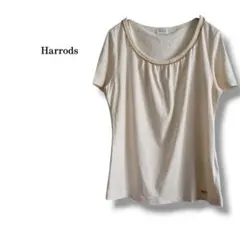 【Harrods】ゴールドチェーン付き半袖カットソー　綿100% アイボリーのサムネイル