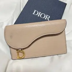 Dior ベージュ レザー カードケース コインケース付