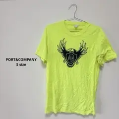 PORT&COMPANY 【S】蛍光イエロー 鷲ロゴ Tシャツ 半袖