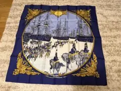 【新品】HERMES エルメス　スカーフ　カレ90（海と騎兵隊）シルク100%