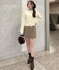 ココディール　ラクーン混ダブルフェイスニットカーディガン