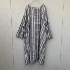3022【スタジオクリップ】F♡チェック ロングワンピース オーバーサイズ