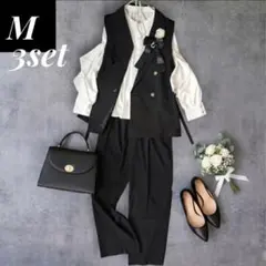 美品 MURUAジレ セレモニーママスーツ3点 フリル 卒園式卒業式入学式M