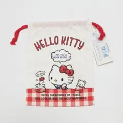 【Sanrio/サンリオ】ハローキティ&ミミィ マチ付き巾着 ポーチ