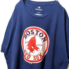 ファナティクスMLBボストンレッドソックスデカロゴ TシャツネイビーXL古着