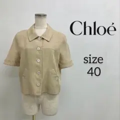 【ヴィンテージ】Chloé クロエ リネン100% 半袖シャツジャケット 40のサムネイル