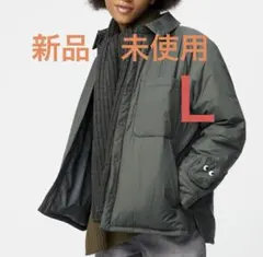 段ボール発送☆新品☆ユニクロ パフテックシャツジャケット アニヤコラボ☆Ｌ