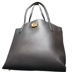 【人気モデル】COACH ウィロウトート レザー ブラック A4収納可 肩掛け