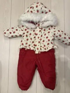 スノーウェアcomme une fille イチゴ柄スキーウェア 90サイズ