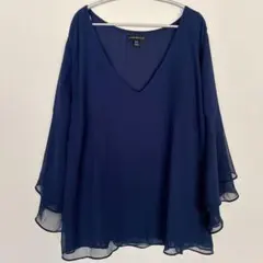 【大尺碼】Lane Bryant 藏青雪紡襯衫 3L 4L