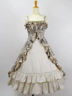 トワルドロココブーケ フリルリボンジャンパースカート ブラック