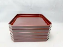 5つセット 漆塗 角折敷 木製漆器 茶懐石道具 盆 膳 - メルカリ