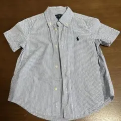 ポロ　RALPH LAUREN 半袖シャツ 3T ストライプ　ネイビーロゴ