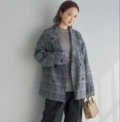 mysa closet田中里奈 テーラードジャケットM　チェック　グレー