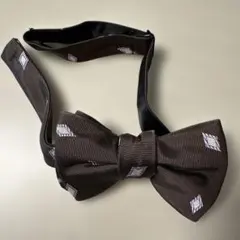 新郎衣装　蝶ネクタイ ブラウン ダイヤ柄