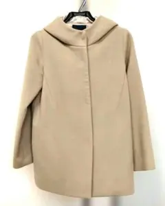フード付きウールコート ベージュ　GALLARDAGALANTE NAVY