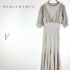 ◆マーキュリーデュオ【F】ニットワンピース シフォン袖 リブ編み フレア