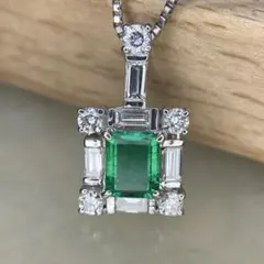 天然エメラルド 0.97ct ダイヤ 0.17ct プラチナ ネックレス - メルカリ