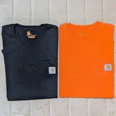 オ*ト様 Carharttカーハート クルーネックTシャツ ブラック オレンジ