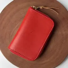 新品 栃木レザー ラウンドジップ キーケース 本革 スマートキー 車　赤