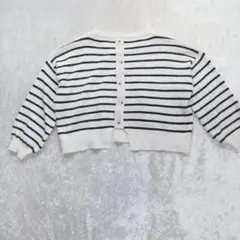 グレイル ストライプ クロップド ニット セーター 白黒 M ボタン